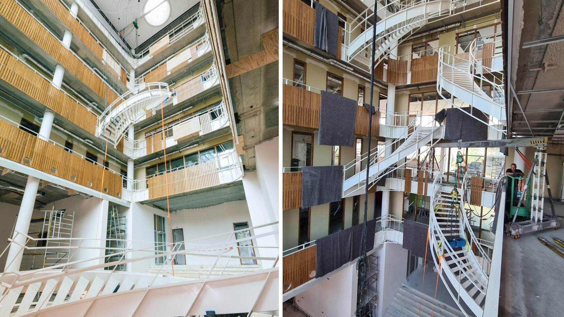 Steel stairs in an atrium